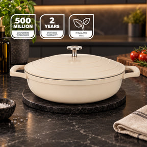 28cm Shallow Casserole Pot with Lid Die-Cast Aluminium Cookware 3.9L