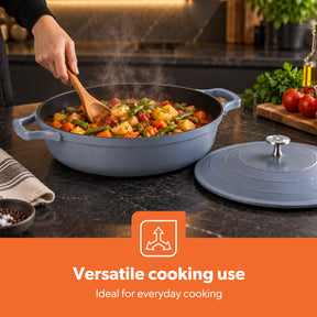 28cm Shallow Casserole Pot with Lid Die-Cast Aluminium Cookware 3.9L
