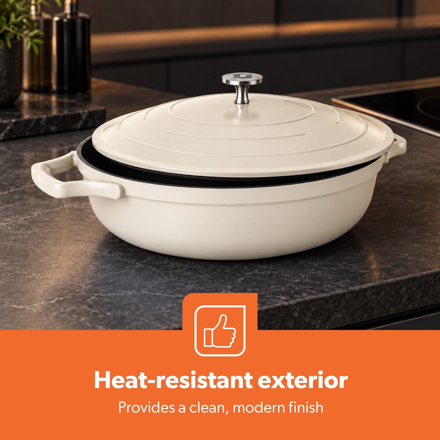 28cm Shallow Casserole Pot with Lid Die-Cast Aluminium Cookware 3.9L
