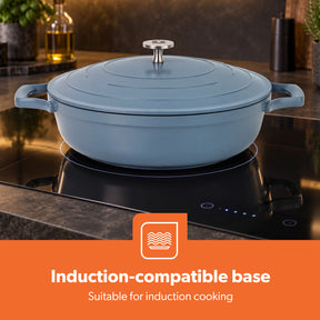 28cm Shallow Casserole Pot with Lid Die-Cast Aluminium Cookware 3.9L
