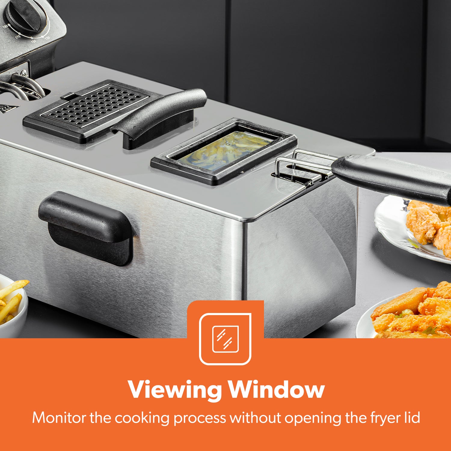 3L Stainless Steel Deep Fat Fryer With Viewing Window