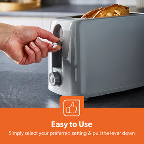 Grey 2-Slice Plastic Toaster With Crumb Tray