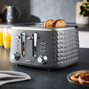 4-Slice Textured Grey Designer Bread Toaster