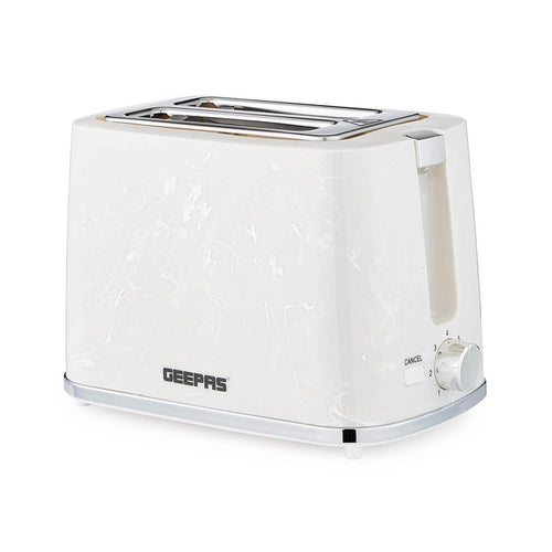 White 2-Slice Bread Toaster With 7-Level Browning Control | Geepas UK
