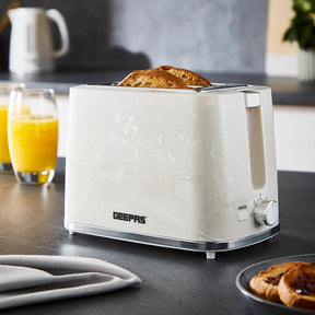 White 2-Slice Bread Toaster With 7-Level Browning Control