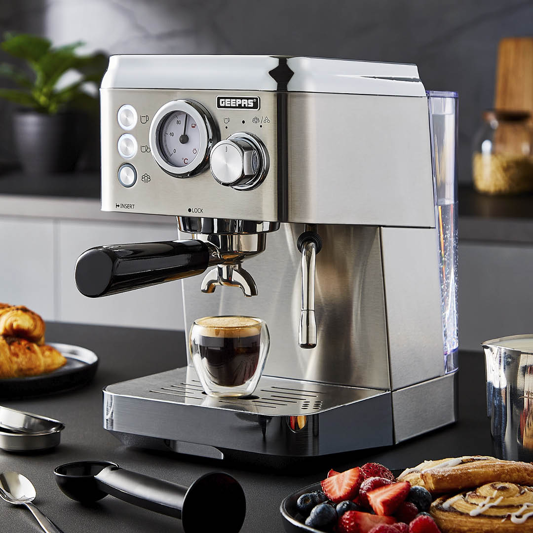 15 Bar Platinum Series Luxury Espresso Coffee Machine Geepas UK