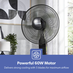 16" Portable Black Remote Controlled Pedestal Fan