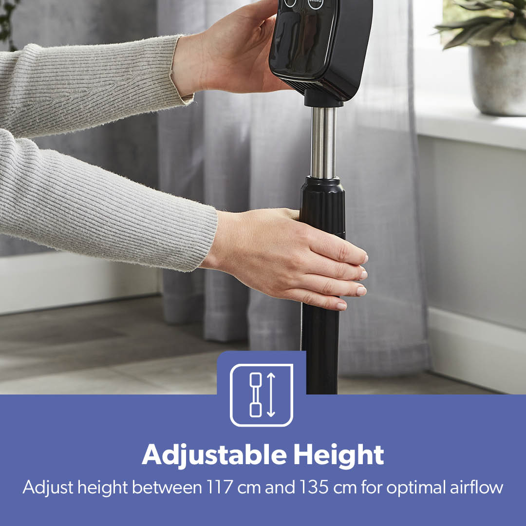 16" Portable Black Remote Controlled Pedestal Fan