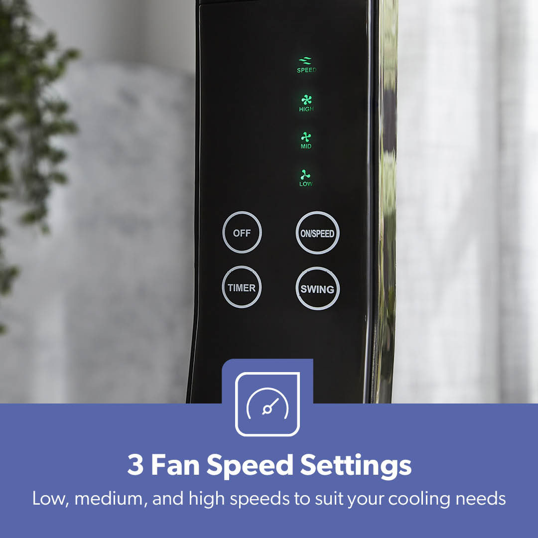 16" Portable Black Remote Controlled Pedestal Fan