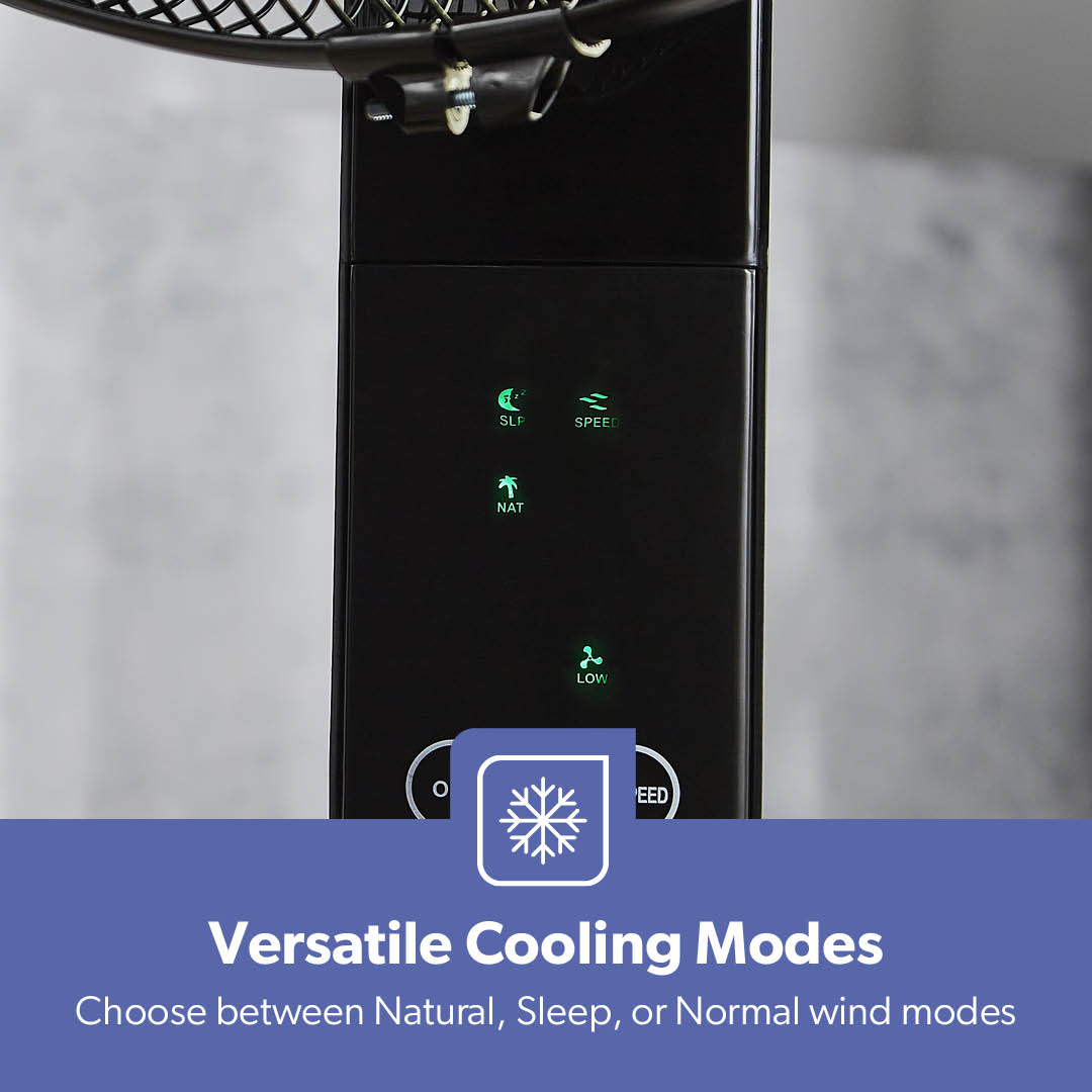 16" Portable Black Remote Controlled Pedestal Fan