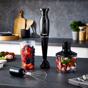 4-in-1 Black Hand Blender with Electric Whisk