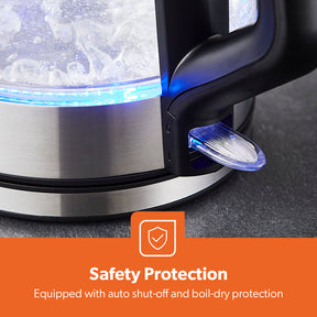1.7L Illuminated LED Electric Clear Glass Kettle