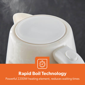 White 1.7L Premium Rapid Boil Cordless Electric Kettle 2200W
