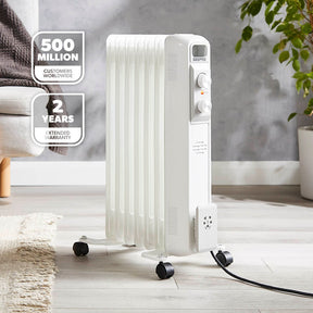 7-Fin White Portable Oil Filled Electric Radiator Heater