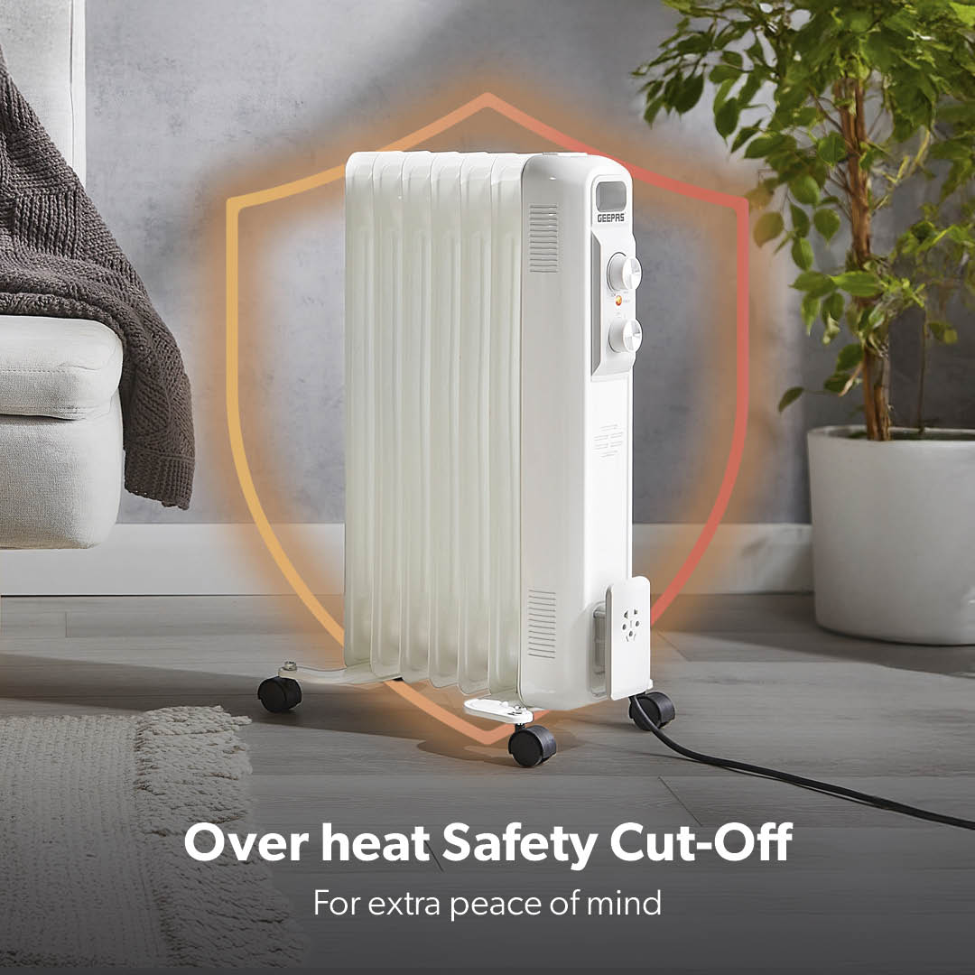 7-Fin White Portable Oil Filled Electric Radiator Heater