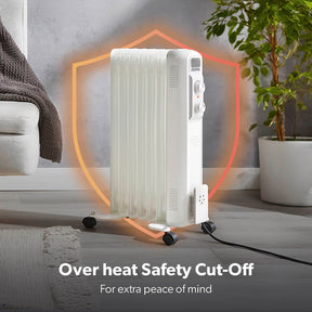 7-Fin White Portable Oil Filled Electric Radiator Heater