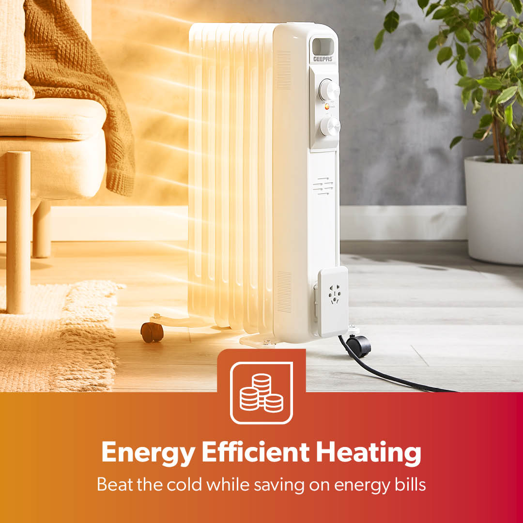 7-Fin White Portable Oil Filled Electric Radiator Heater