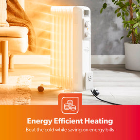 7-Fin White Portable Oil Filled Electric Radiator Heater