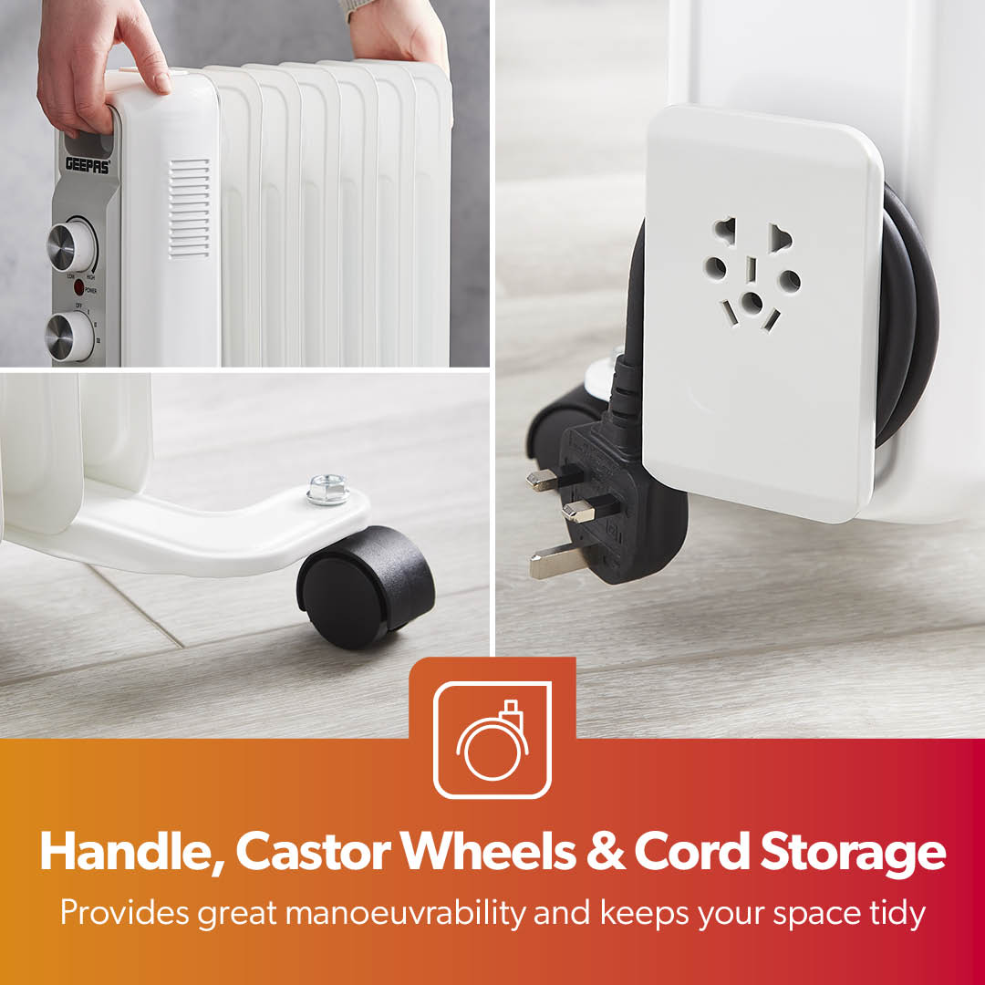 7-Fin White Portable Oil Filled Electric Radiator Heater