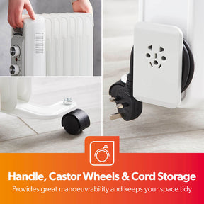 7-Fin White Portable Oil Filled Electric Radiator Heater