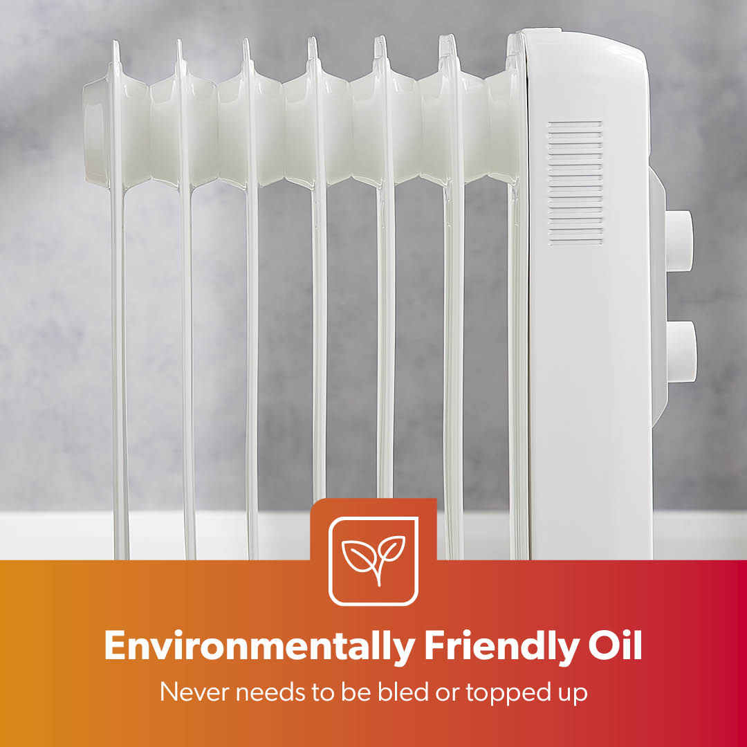 7-Fin White Portable Oil Filled Electric Radiator Heater