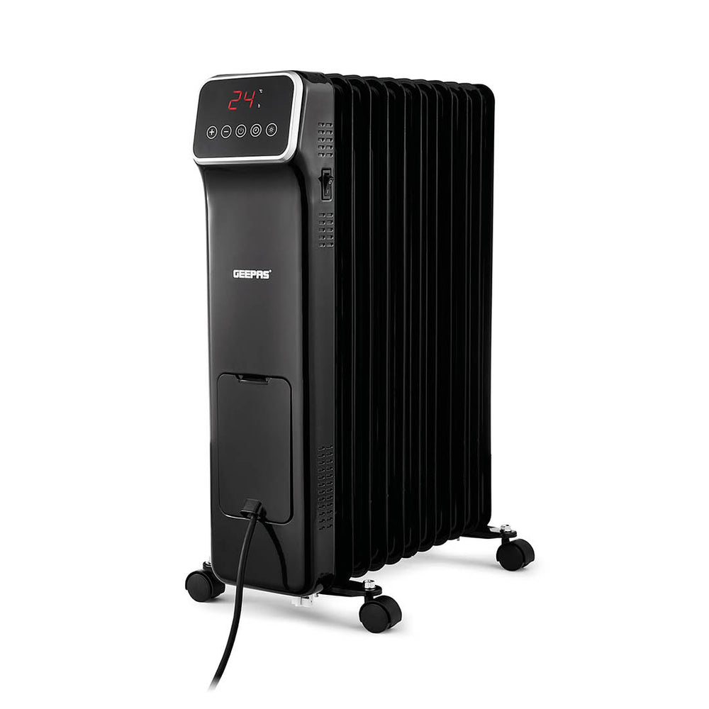 Black 2500W Digital Oil-Filled 11-Fin Radiator Heater | Geepas UK
