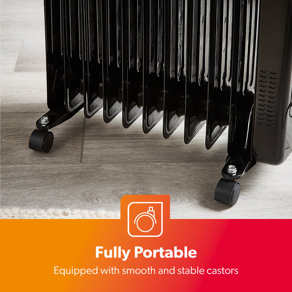 Black 2500W Digital Oil-Filled 11-Fin Radiator Heater | Geepas UK