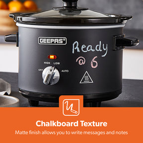 1.5L Chalkboard Slow Cooker With Removable Ceramic Bowl