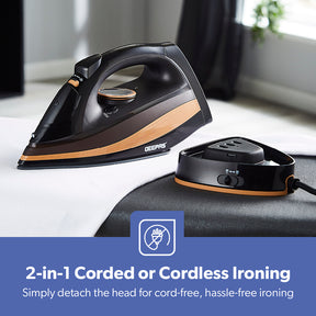 2-In-1 Black and Gold Vertical Or Burst Cordless Steam Iron