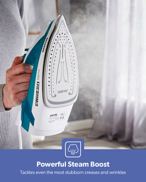 2000W Ceramic Soleplate Dry/Steam Iron 220ML Blue