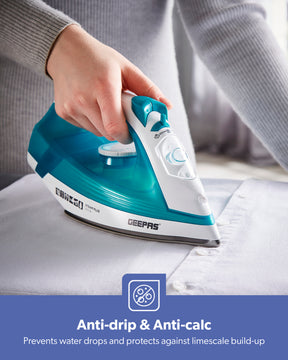 2000W Ceramic Soleplate Dry/Steam Iron 220ML Blue