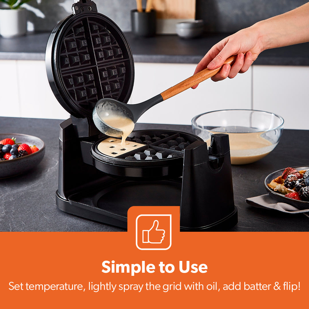 Four-Slice Non-Stick Rotating Belgian Waffle Iron