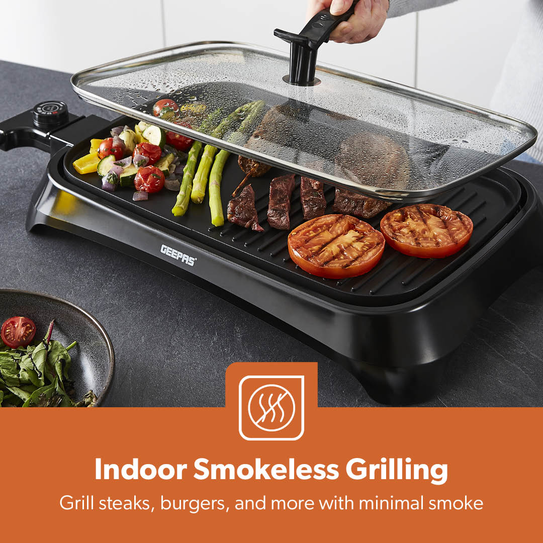 Indoor Smokeless Electric Barbeque Grill With Hot Plate