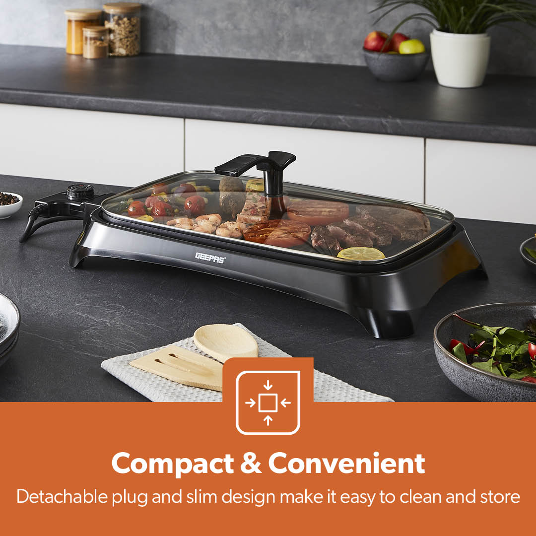 Indoor Smokeless Electric Barbeque Grill With Hot Plate