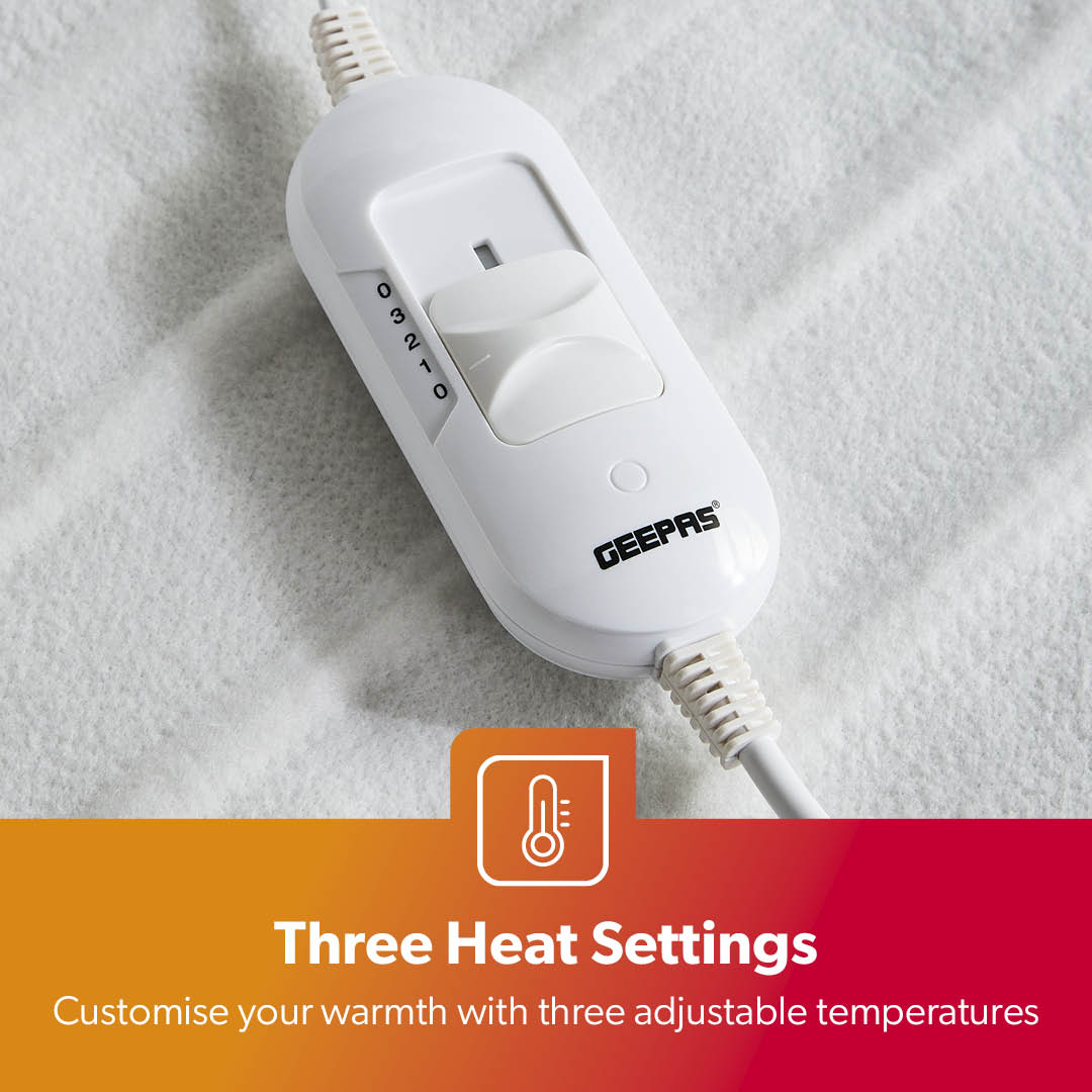 King-Sized Electric Heated Blanket With Three Heat Settings