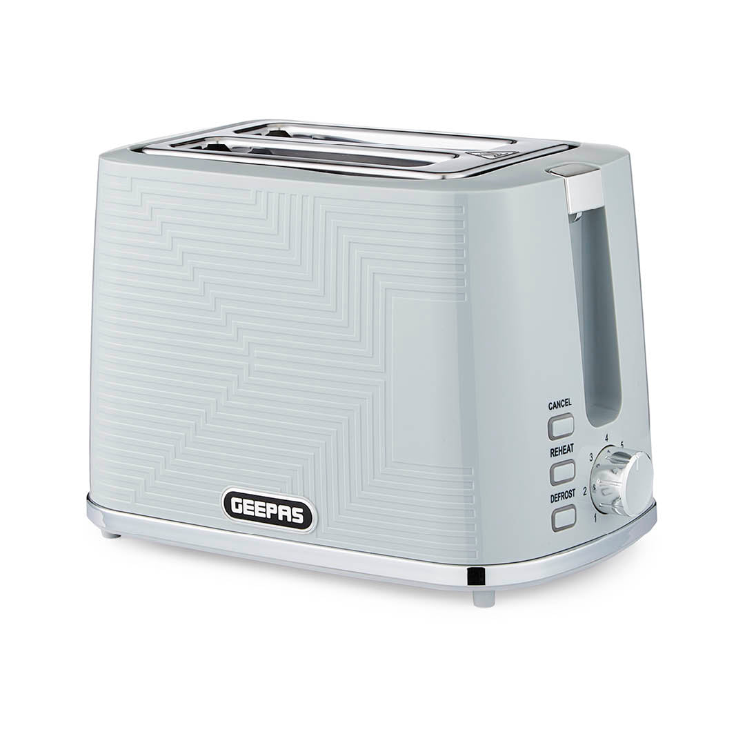 Grey 2-Slice Bread Toaster With 7-Level Browning Control