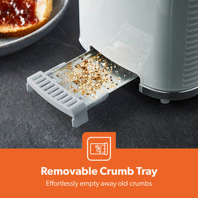 Grey 2-Slice Bread Toaster With 7-Level Browning Control