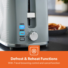 Grey 2-Slice Bread Toaster With 7-Level Browning Control