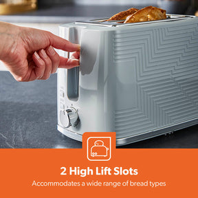Grey 2-Slice Bread Toaster With 7-Level Browning Control