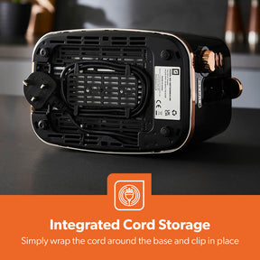 Aurora 2-Slice Black and Rose Gold Bread Toaster 7 Browning Levels