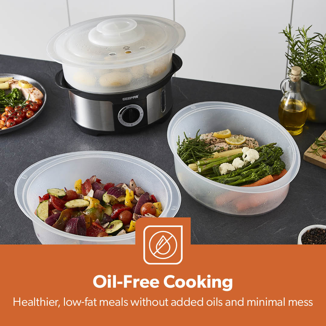 3-Tier Electric Stainless Steel Food Steamer and Cooker 12L