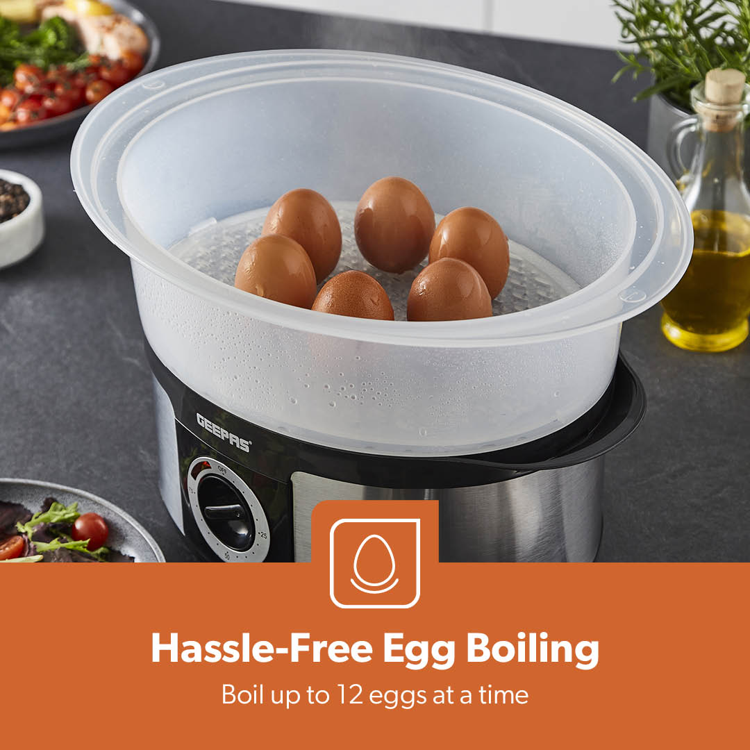 3-Tier Electric Stainless Steel Food Steamer and Cooker 12L