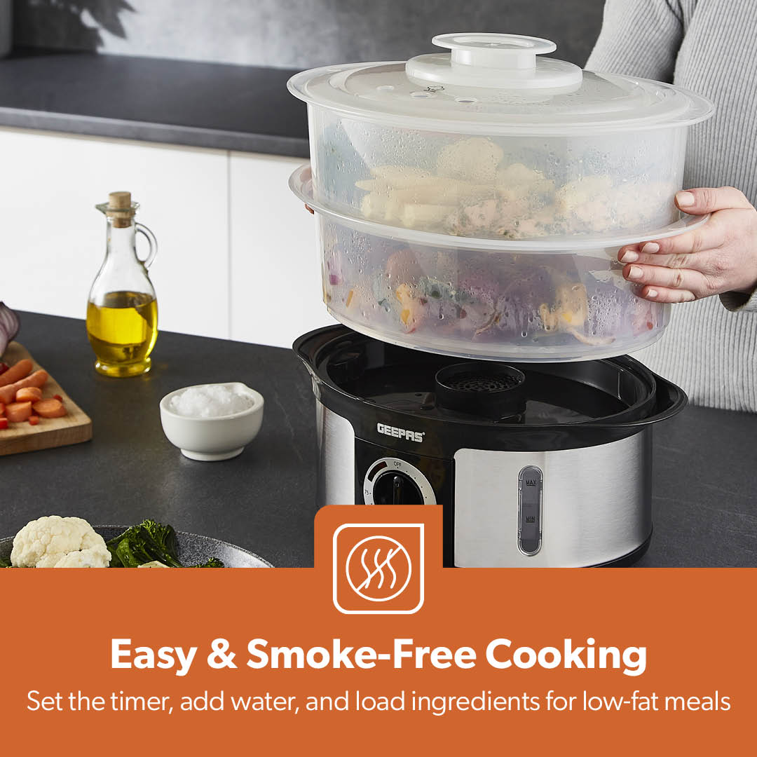 3-Tier Electric Stainless Steel Food Steamer and Cooker 12L