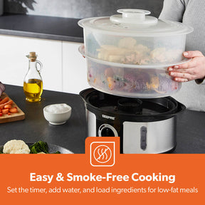 3-Tier Electric Stainless Steel Food Steamer and Cooker 12L