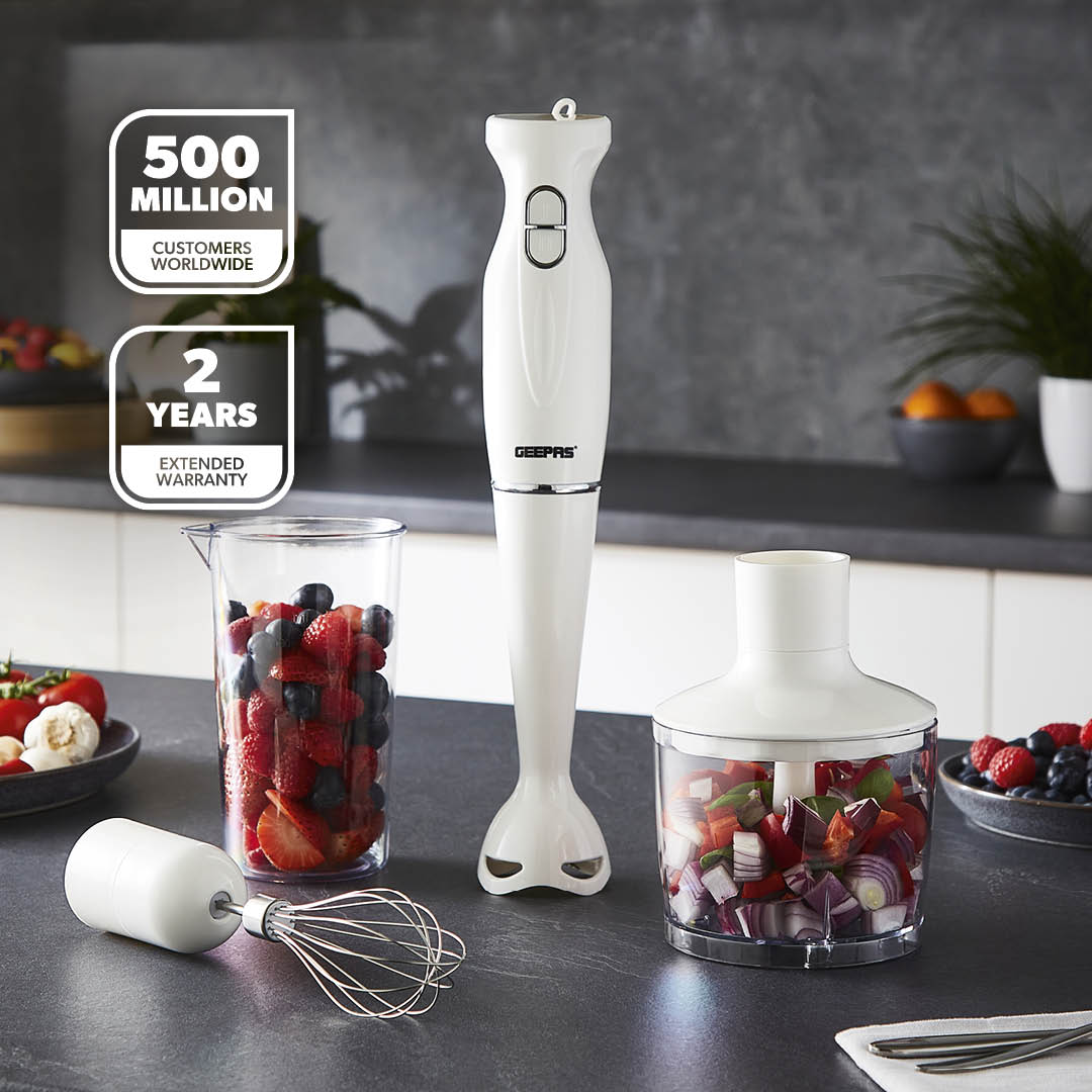 4-in-1 White Hand Blender with Electric Whisk