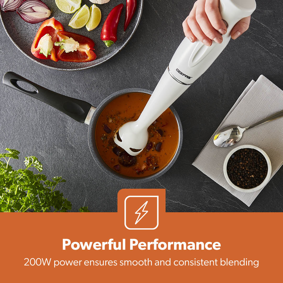 4-in-1 White Hand Blender with Electric Whisk