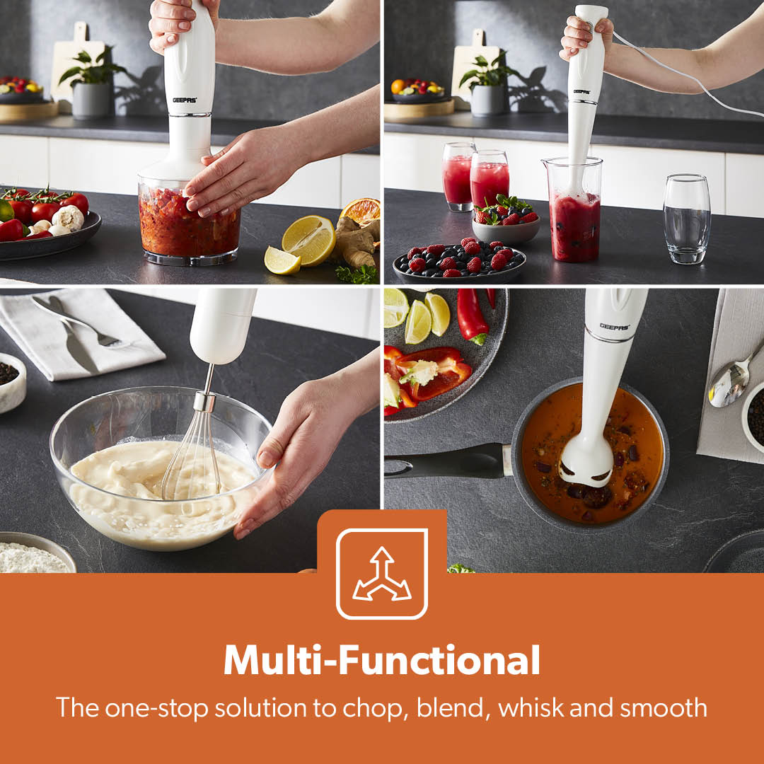 4-in-1 White Hand Blender with Electric Whisk
