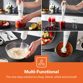 4-in-1 White Hand Blender with Electric Whisk
