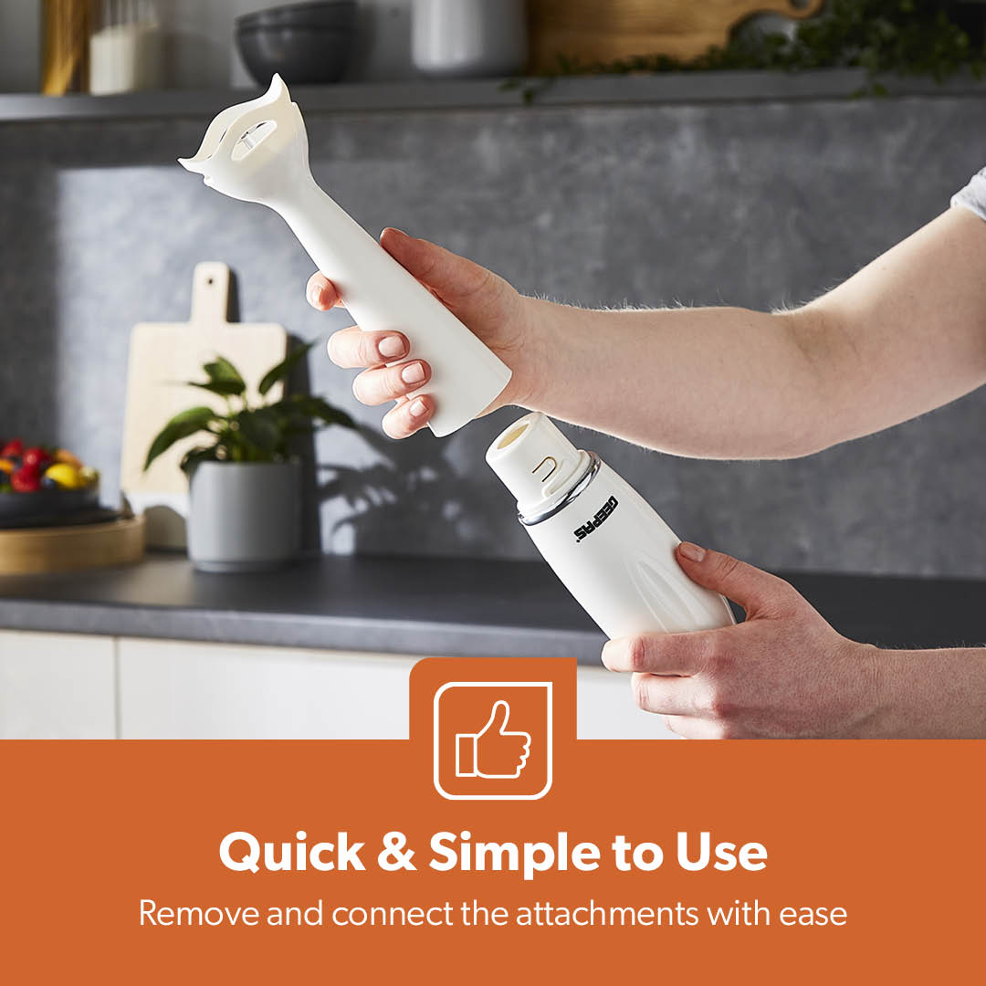 4-in-1 White Hand Blender with Electric Whisk