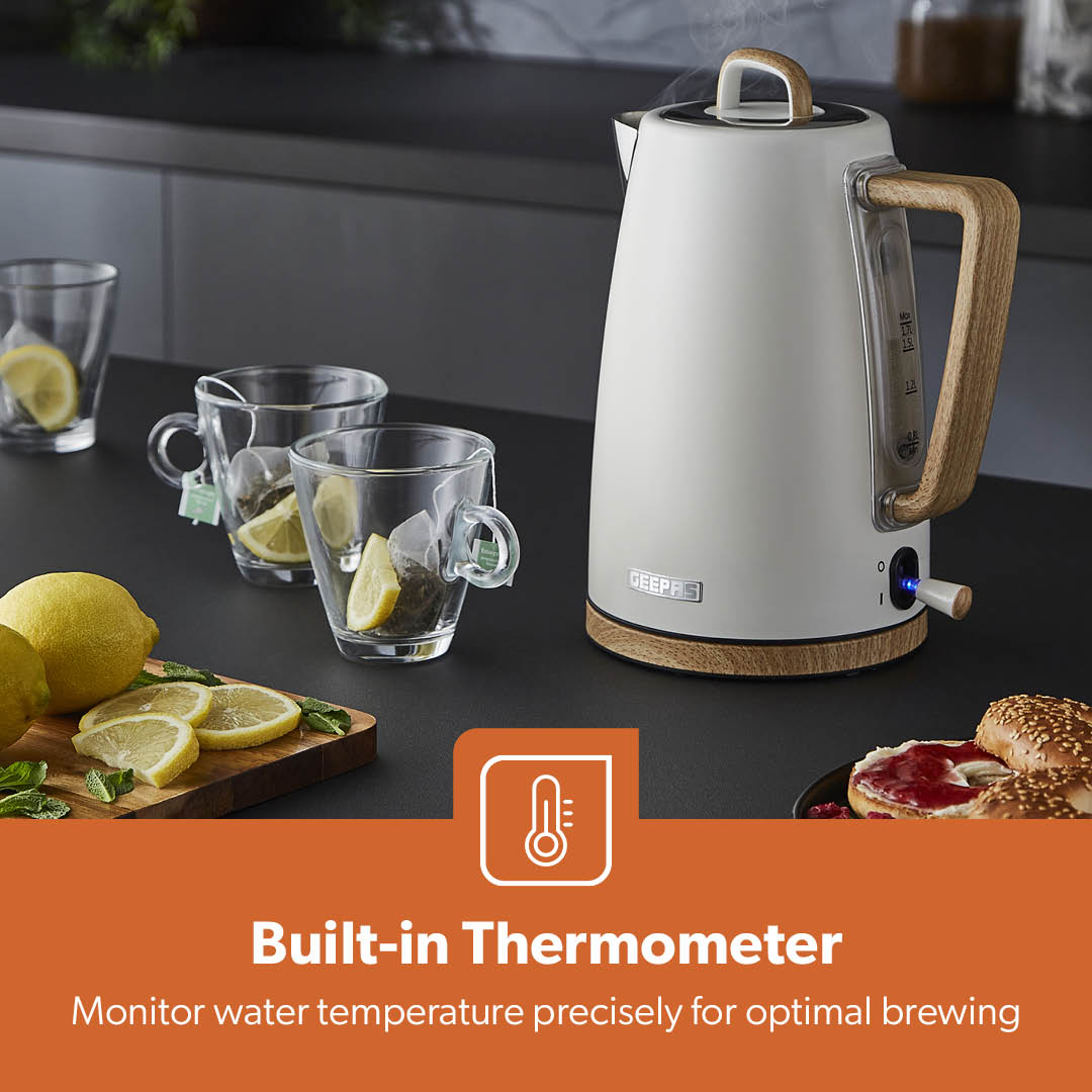 NordiQ Cream 1.7L Fast Boil Stainless Steel Electric Kettle